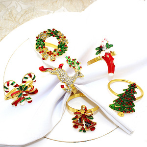 Anneaux de serviette de Noël 2024, décorations de table, autres fournitures de fête, décorations de table, porte-serviettes - Product Image 1