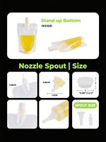 Pochettes souples personnalisées avec bec verseur pour lait et yaourt, 50 ml et 250 ml, qualité alimentaire, écologiques, réutilisables, imprimées sur mesure