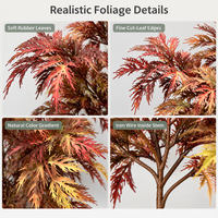 Branche de feuille d'érable artificielle colorée en plastique, tige de feuillage artificiel pour arrangement floral, décoration de mariage et de maison, plante de simulation