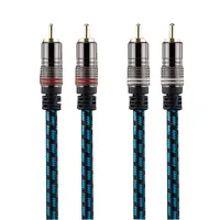 Câble audio double RCA à quatre broches en PVC, 2RCA, canal gauche et droit, qualité audiophile, cuivre plaqué argent pour haut-parleurs de voiture et caméra