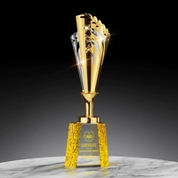 Trophées en cristal de verre avec étoiles en métal de haute qualité ADL, avec logo personnalisé, mots honorants, cadeau artisanal en cristal pour les entreprises
