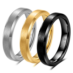 Anillo de Carburo de Tungsteno de 4-6-8 mm con Acabado Cepillado, Anillo de Boda Unisex, Joyería de Moda - Product Image 1