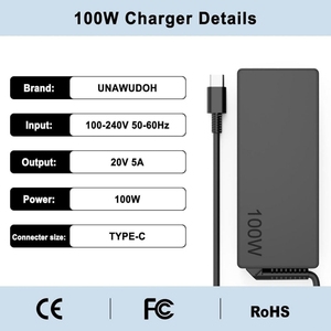 Chargeur secteur Type-C 100W neuf/OEM pour Lenovo IdeaPad <span class=keywords><strong>5</strong></span> <span class=keywords><strong>Pro</strong></span> 16 ThinkPad S2-2016 Yoga 910 ADL100YLC3A Adaptateur de chargeur pour ordinateur portable - Product Image 2