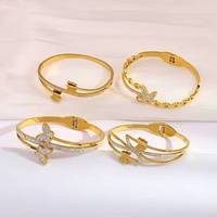 SZ047 gelang kupu-kupu baja tahan karat minimalis berlapis emas 18K gelang modis hipoalergenik hadiah untuk wanita