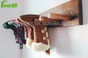 Porte-chaussures mural en bois recyclable avec cintre et séchoir à linge - Product Image 2