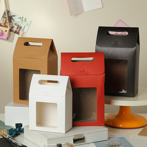 Boîte cadeau en papier kraft recyclé avec logo personnalisé, fenêtre transparente en PVC, design pliable pour bougies, artisanat, bonbons, stockage alimentaire - Product Image 1