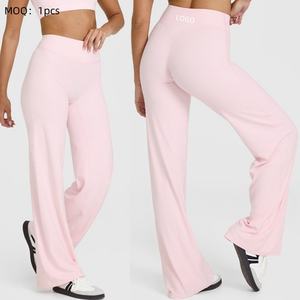 Aoymema Vêtements de sport pour femmes Taille haute Été Yoga Confortable Lâche Minceur Vêtements Solide Butt Lift Fitness Pantalon évasé - Product Image 1
