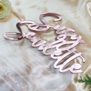 Lucite or <span class=keywords><strong>Rose</strong></span> personnalisé en plastique transparent unique découpé au laser miroir acrylique noms acrylique cartes d'invitation <span class=keywords><strong>de</strong></span> mariage cartes d'invitation - Product Image 4