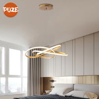 Lustre LED sur mesure au design simple, cercle doré, moderne, pour salon et chambre à coucher