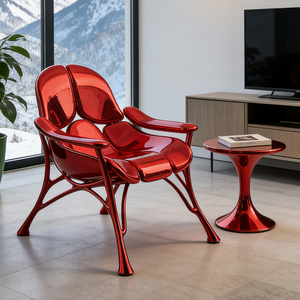 Sillón Moderno de Fibra de Vidrio Rojo, Diseño Artístico de Lujo, Ergonómico, para Sala de Estar, Mueble Creativo Brillante para Hotel - Product Image 1