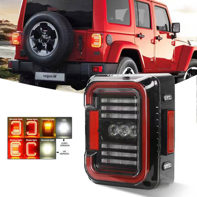 Built-In Emc- Smoked Lens Led Tail Lights Brake Reverse Light Rear Back up Lights Daytime Running Lamps for Jeep Wrangler Jk