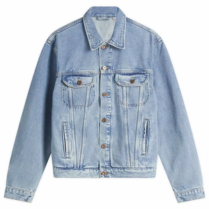 Customize Fashionable Heavy Organic Cotton Jeans <b>Jacket</b> <b>Light</b> Blue Custom Mens Denim <b>Jacket</b> - Product Image 4