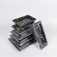 Plateau à bento japonais haut de gamme avec couvercle, impression personnalisée, plateau à sashimi en plastique transparent écologique pour la restauration