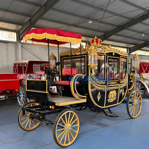 Calèche royale de luxe noire à 4 roues pour le tourisme, calèche de mariage, calèche de tourisme européenne - Product Image 6