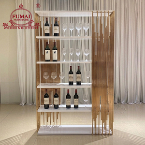 Gold <b>Modern</b> Backdrop Storage Rack with Glass/MDF for Wedding and Wine Use - Product Image 3