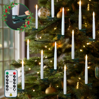 Bougie LED de 15 cm de long pour arbre de Noël avec télécommande sans fil et minuterie, alimentée par piles, pour la décoration des fêtes