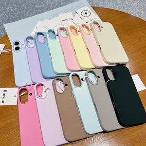 Màu Rắn Silicone Điện Thoại Di Động Trường Hợp Đối Với 12 13 14 15 16 Pro Siêu Mỏng Mềm TPU Chống Sốc Bìa - Product Image 2