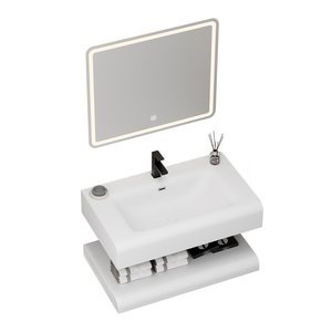 <span class=keywords><strong>Corian</strong></span> bề mặt rắn tích hợp bồn rửa Vanity-hiện đại không thấm nước tủ phòng tắm thiêu kết đá Vanity đá cẩm thạch bồn rửa phòng tắm - Product Image 6