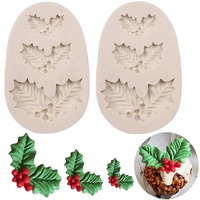 Moule à gâteau en silicone pour décoration de Noël, feuille de houx, fondant, chocolat