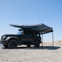 Auvent XL 270 degrés à double poteau avec LED intégrées, pieds réglables, imperméable, abri de camping pour voiture à périmètre complet