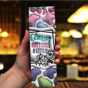 แก้วน้ำพิมพ์ลายวัวพาสเทล 3 มิติ ขนาด 20 ออนซ์ แบบกำหนดเอง พร้อมคำพูด "Classy But I <span class=keywords><strong>Cuss</strong></span> A Little" สินค้าในสหรัฐอเมริกา จัดส่งฟรี - Product Image 3