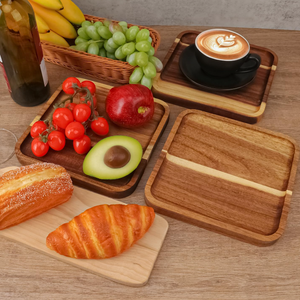 Vuông bằng gỗ phục vụ khay thiết lập của 4 thực phẩm bằng gỗ món ăn bánh pizza pho mát tấm vuông Keo Gỗ khay - Product Image 3