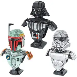 Mould King Star Plan Darth Vader Load Bounty MOC Hunter Trooper Bust Sculpture Figure Wars Series Building Blocks Decoration Toy