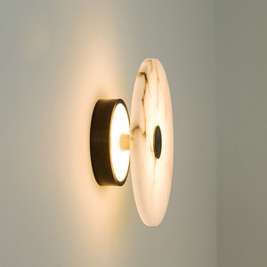 OEM/ODM Vente en gros Moderne Simple Luminaire mural LED <span class=keywords><strong>rond</strong></span> en albâtre, Lampe murale ronde en marbre d'albâtre espagnol pour salon et chambre à coucher - Product Image 5