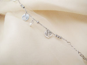 Nueva llegada, venta al por mayor, cadena fina y pulseras de eslabones, pulsera con colgante de rosa de filigrana de acero inoxidable - Product Image 5