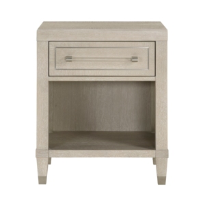Mesita de noche con acabado en roble claro, con cajón y estante, muebles de almacenamiento modernos y elegantes para dormitorio - Product Image 2