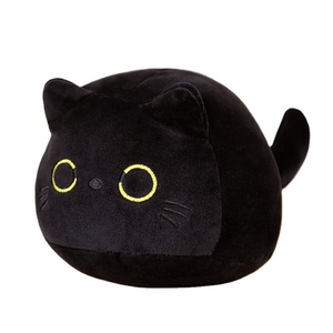 Peluche chat noir mignonne unisexe, poupée chaton en coton PP, poupée en tissu confortable, cadeau idéal pour une fête d'anniversaire, technique lavée - Product Image 1
