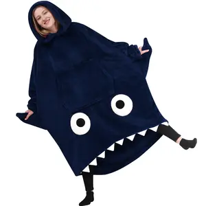 Funny Shark Hoodie Blanket Couple Pajamas Cartoon Gift Warm Lengthened Wide Home Animal Pajamas