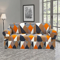 Housse de canapé tout compris toutes saisons à motif géométrique imprimé, élastique, entièrement couvrante, style jupe anti-poussière, antistatique, 100 % polyester
