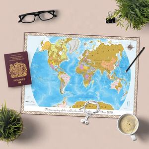 ملصق خريطة العالم الأزرق الفاخر عالي الجودة ، مطبوع فوق بالأعلى فوق بالأعلى ، ديكور مخصص للسفر والمكتب والمنزل - Product Image 2