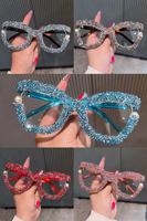 Lunettes d'ordinateur carrées en diamant surdimensionnées pour femmes Options bleu rouge rose noir avec monture en métal élégante