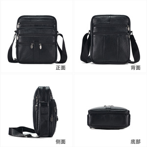 Men's Genuine Leather Crossbody Bag Large Capacity Adjustable <b>Strap</b> Durable Everyday Use - Product Image 4