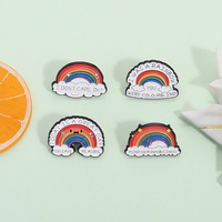 Wish New Personality Cute Rainbow Series Broche grabado de metal Dibujos animados creativos Humorístico Satirical Citas en inglés