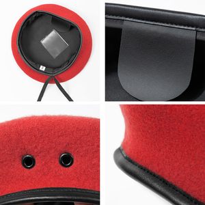 قبعة بيريه فرنسية مخصصة من الصوف والجلد مع تصميم مطرز باللون الأحمر، مناسبة للحفلات الرسمية والأنشطة الخارجية، للجنسين - Product Image 5