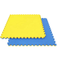 Tapis de Jiu Jitsu en mousse EVA antidérapants 100x100cm jaune bleu épissage Arts martiaux et piste d'entraînement de danse pour une utilisation en salle de sport