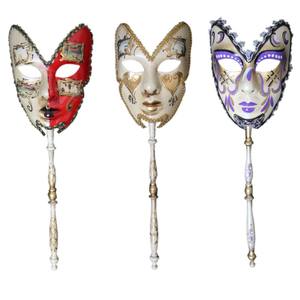 Masque pour les yeux complet en papier mâché de style vénitien italien pour bal masqué, avec bâton, masque à main pour fête costumée, événement, carnaval, journée - Product Image 6