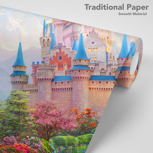 วอลเปเปอร์ลายปราสาทเจ้าหญิงสุดแฟนตาซี พร้อมภาพวาดสายรุ้งและทิวทัศน์ในเทพนิยาย สำหรับห้องนอนเด็กผู้หญิง สร้างบรรยากาศนุ่มนวลชวนฝัน - Product Image 6