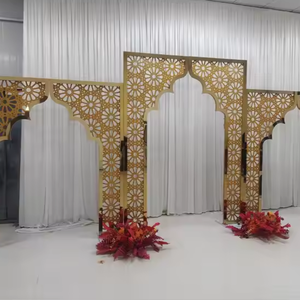 Exquisite Ramadan Carving Wedding Metal Arch <b>Stand</b> Mirror Gold <b>Backdrop</b> Frame Sets for Ramadan Festival Event Decor - Product Image 6