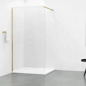 SYS Walk-In shower screen 80*200cm 8mm clear tempered glass with gold profiles, offer a spacious feeling to your bathroom