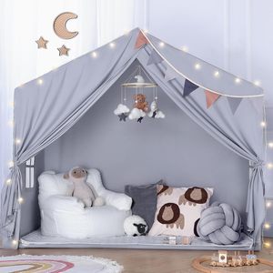 Tente de jeu portable en forme de château de princesse, petite tente d'été carrée en coton pour enfants, maison de jeu pour enfants - Product Image 1
