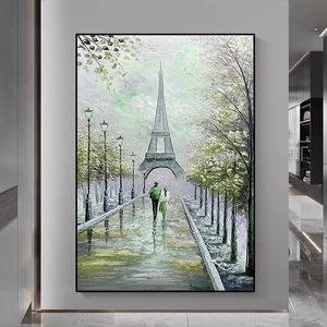 <span class=keywords><strong>Palette</strong></span> de couteaux abstraits modernes, paysage de rue de <span class=keywords><strong>Paris</strong></span> texturé avec tour Eiffel, peinture à l'huile pour la maison, le bureau, l'hôtel, décor d'art mural - Product Image 1