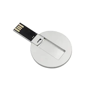 Kartu Bisnis USB 2.0 cetak warna penuh hadiah populer iklan 8GB plastik Pendrive 64GB kartu bulat USB Flash Drive
