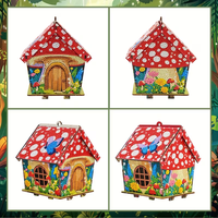 Kit de Modélisme DIY en Bois 3D pour Peinture Diamantée, Cabane de Plage Estivale, Ensemble d'Art Diamanté 5D, Décoration Maison, Cadeau