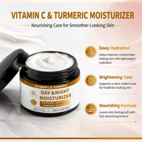 Crème hydratante anti-âge éclaircissante et nourrissante au curcuma et aux peptides pour tous types de peaux, enrichie en vitamine C