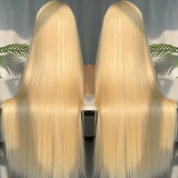 Perruque Lace Frontale 13x4 en Cheveux Humains Naturels Brésiliens Vierges, Couleur Blonde 613, Vente en Gros, Fournisseur Pas Cher pour Femmes Noires
