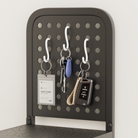 Porte-chaussures multifonctionnel en fer noir avec panneau perforé pour accrocher les petits objets dans la maison, porte-chaussures en métal